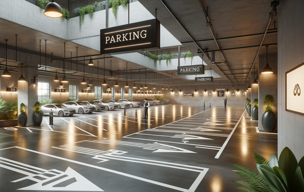 Entrance to Hotel Managed Parking Structure in Los Angeles, Orange County and Inland Empire. We provide professional services across Southern California. 